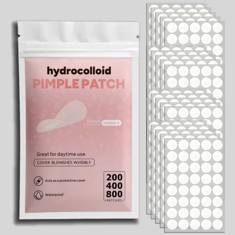 200/400/800Pcs Invisible Clear Pimple Patch Set – Deep-Cleansing Hydrocolloid Acne Stickers, Mixed Sizes, Gentle & Skin-Friendly