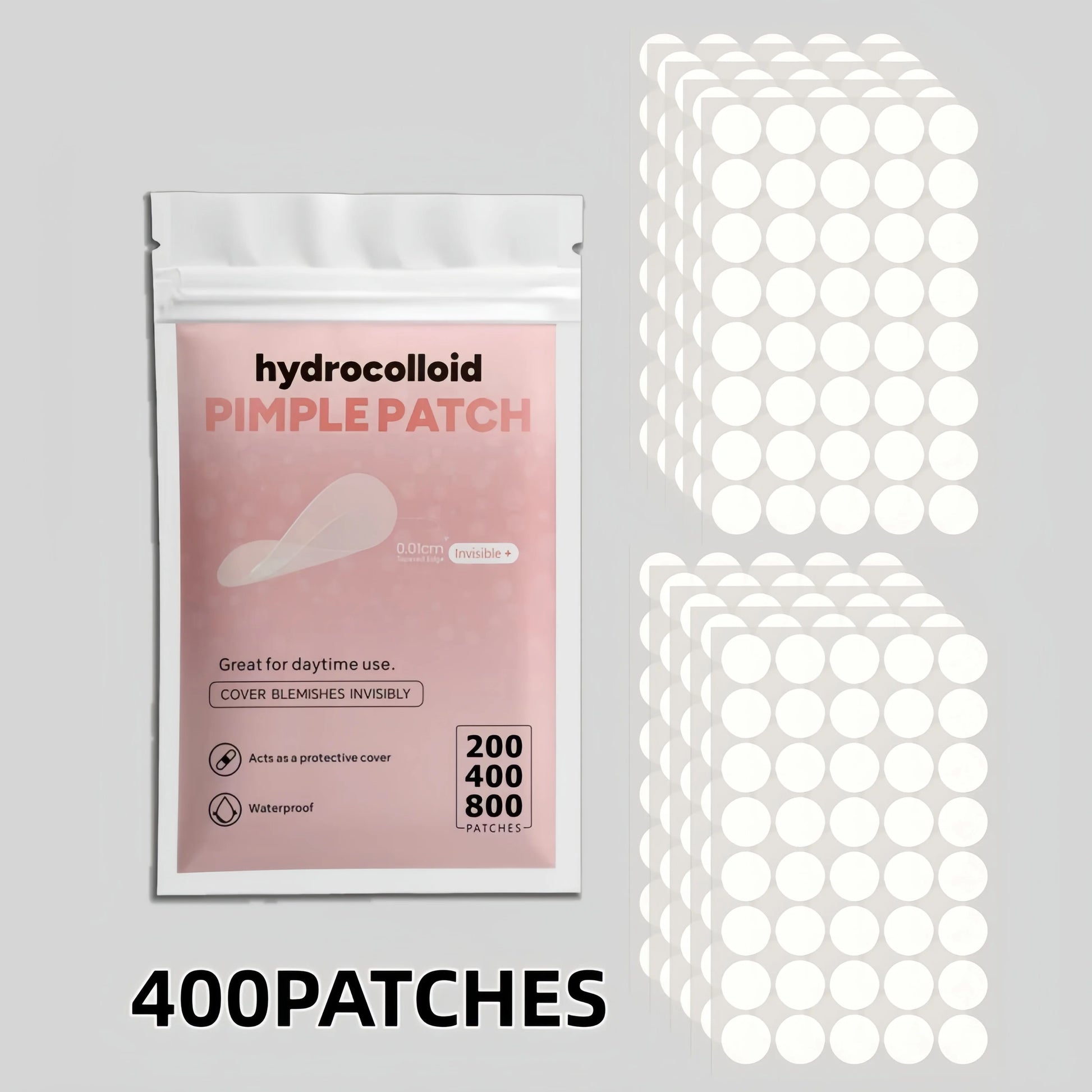 200/400/800Pcs Invisible Clear Pimple Patch Set – Deep-Cleansing Hydrocolloid Acne Stickers, Mixed Sizes, Gentle & Skin-Friendly