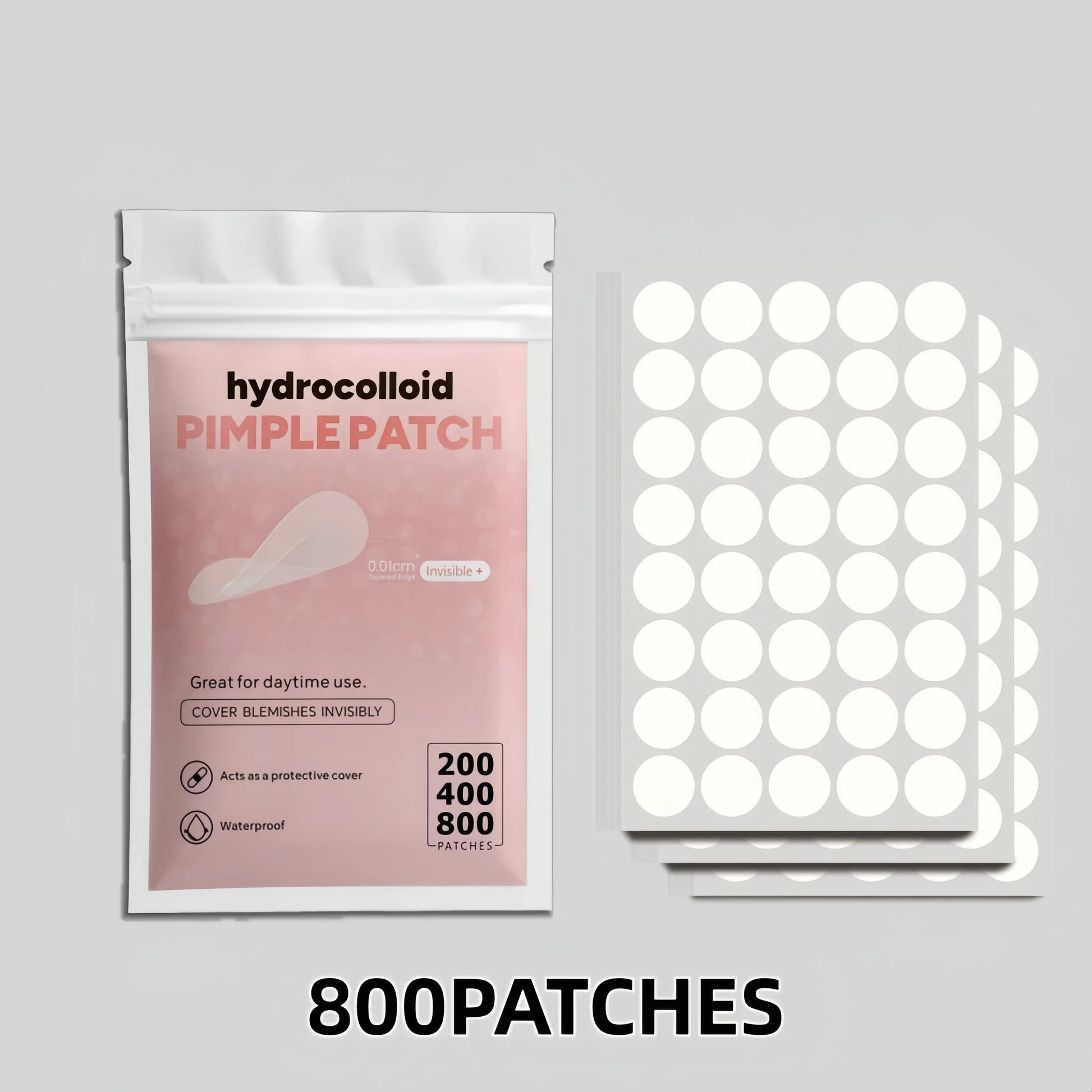 200/400/800Pcs Invisible Clear Pimple Patch Set – Deep-Cleansing Hydrocolloid Acne Stickers, Mixed Sizes, Gentle & Skin-Friendly