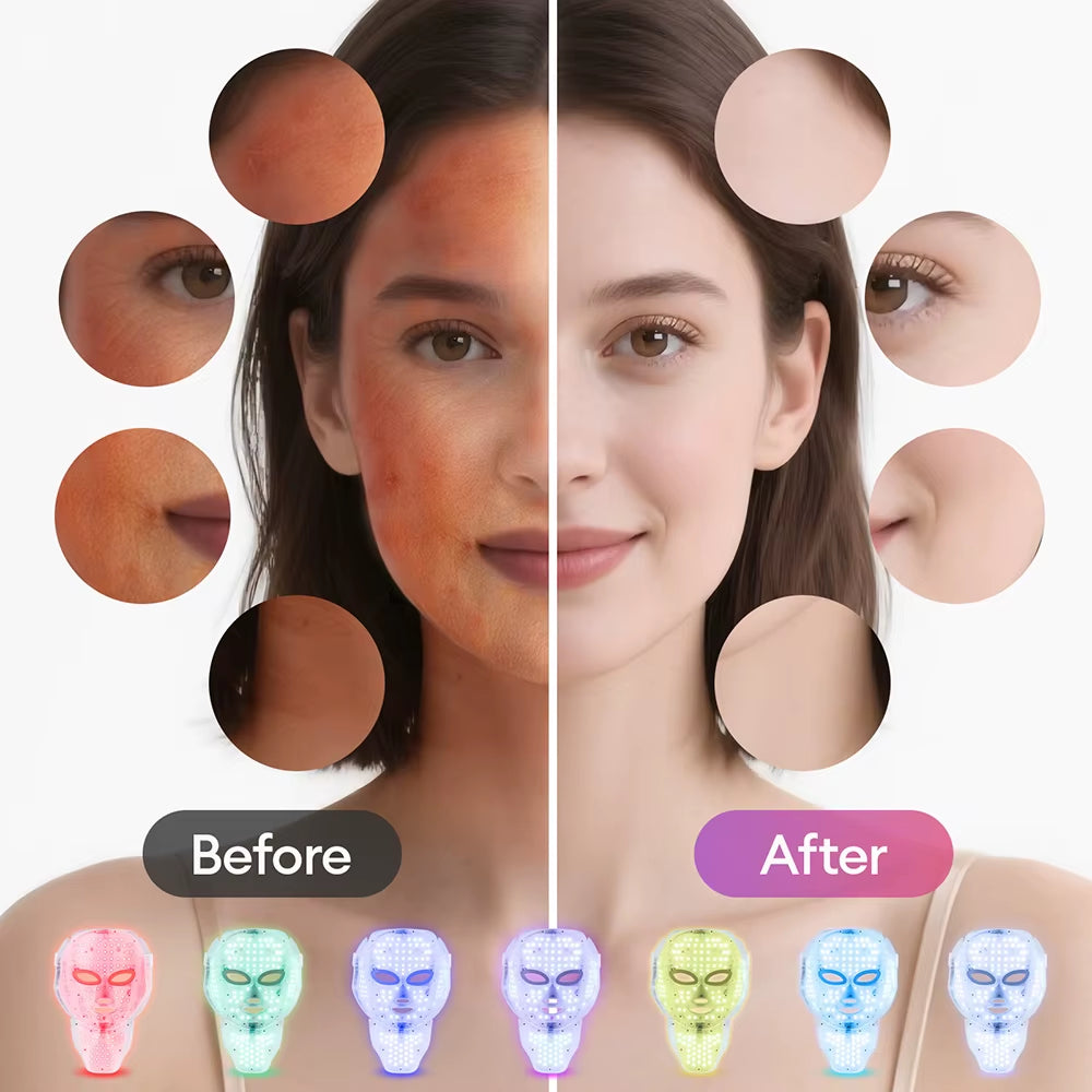 Face Neck Beauty Mask 7 Colors Light LED Mask Photon Red Light Facial Skin Care Repair Skin anti Aging Wrinkle Skin Tightening